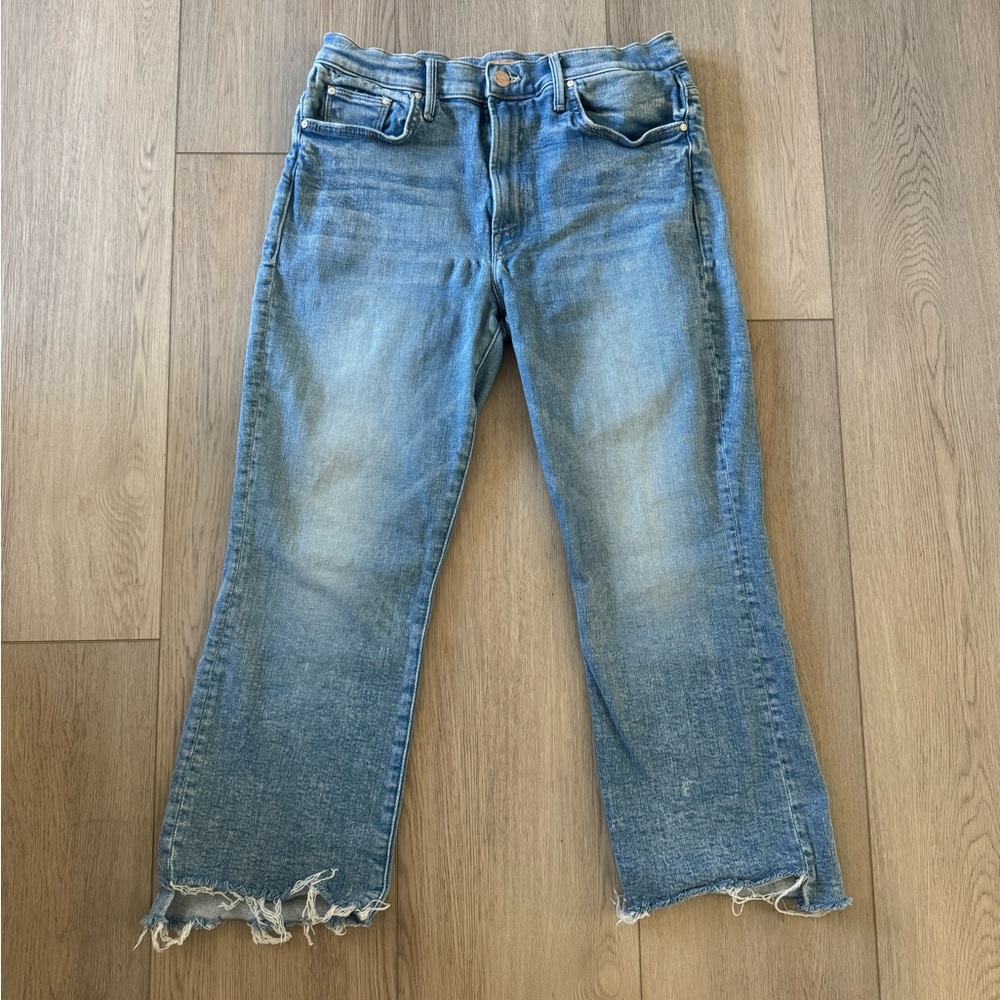 Mother The Insider High Waist Step Frayed Hem Crop Jeans
